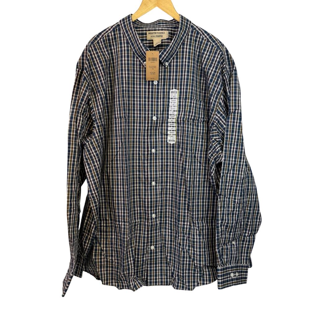 Duluth Trading Wrinklefighter Shirt 3XL NEW Plaid Button Down Long Sleeve NWT